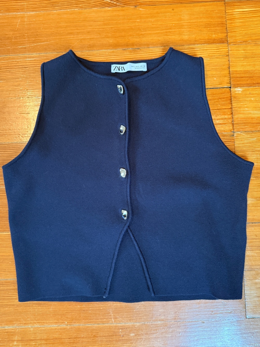 Zara Navy Button-Front Vest